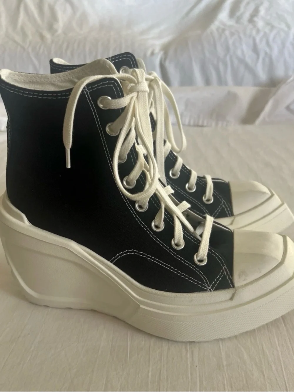 New No Box Size 7 Converse Chuck High Top 70 De Luxe Wedge Sneakers Black Egret